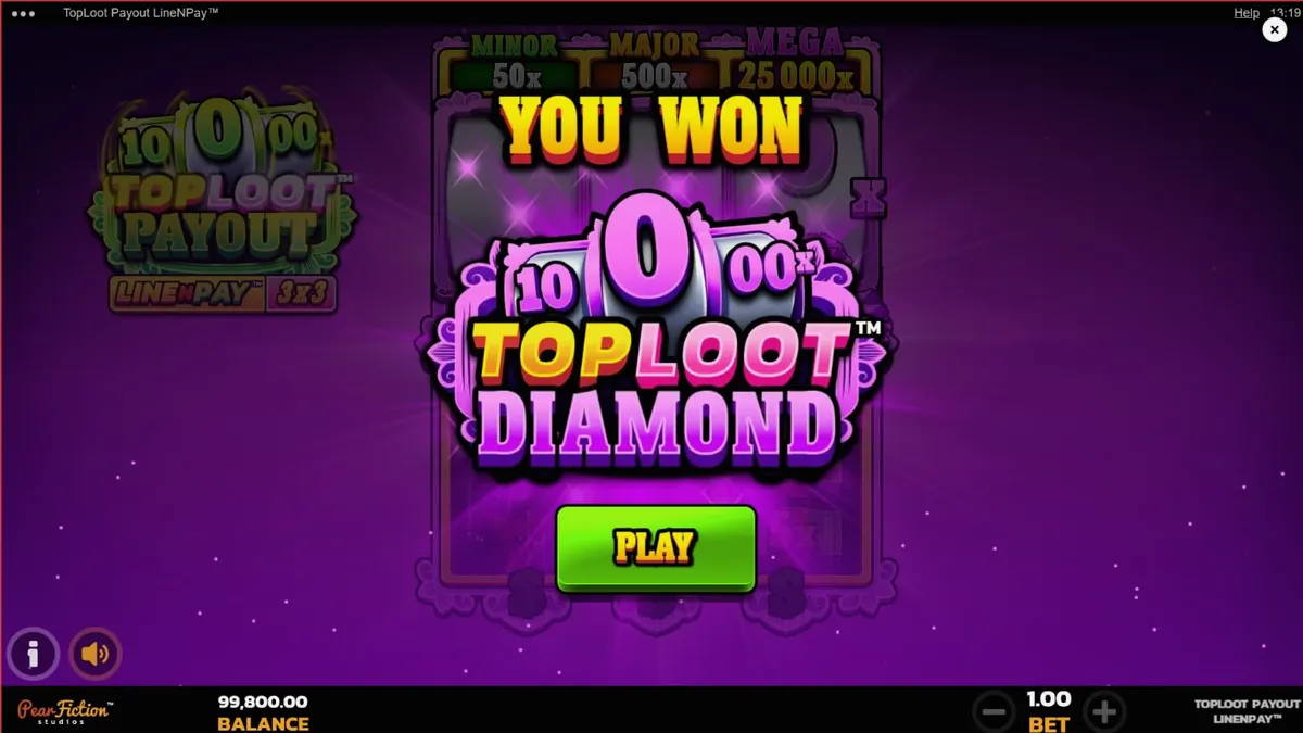 TopLoot Payout LineNPay slot machine interface na may gintong kayamanan at neon na disenyo
