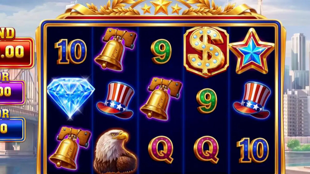 Legacy of Liberty slot game screen na nagpapakita ng mga simbolo ng Amerika